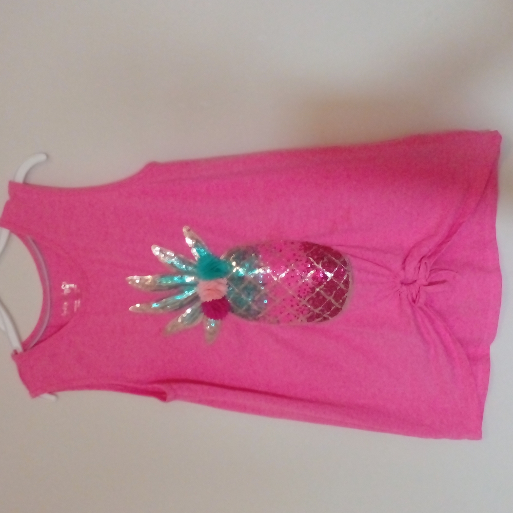 Cynthia Rowley kid sz 12 pink tank top with pineapple on the front GUC